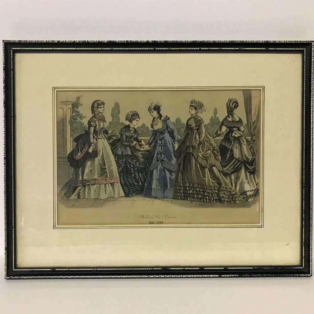 Vintage "Modes de Paris" (Fashions of Paris) Juin 1869 Framed Antique Art Print